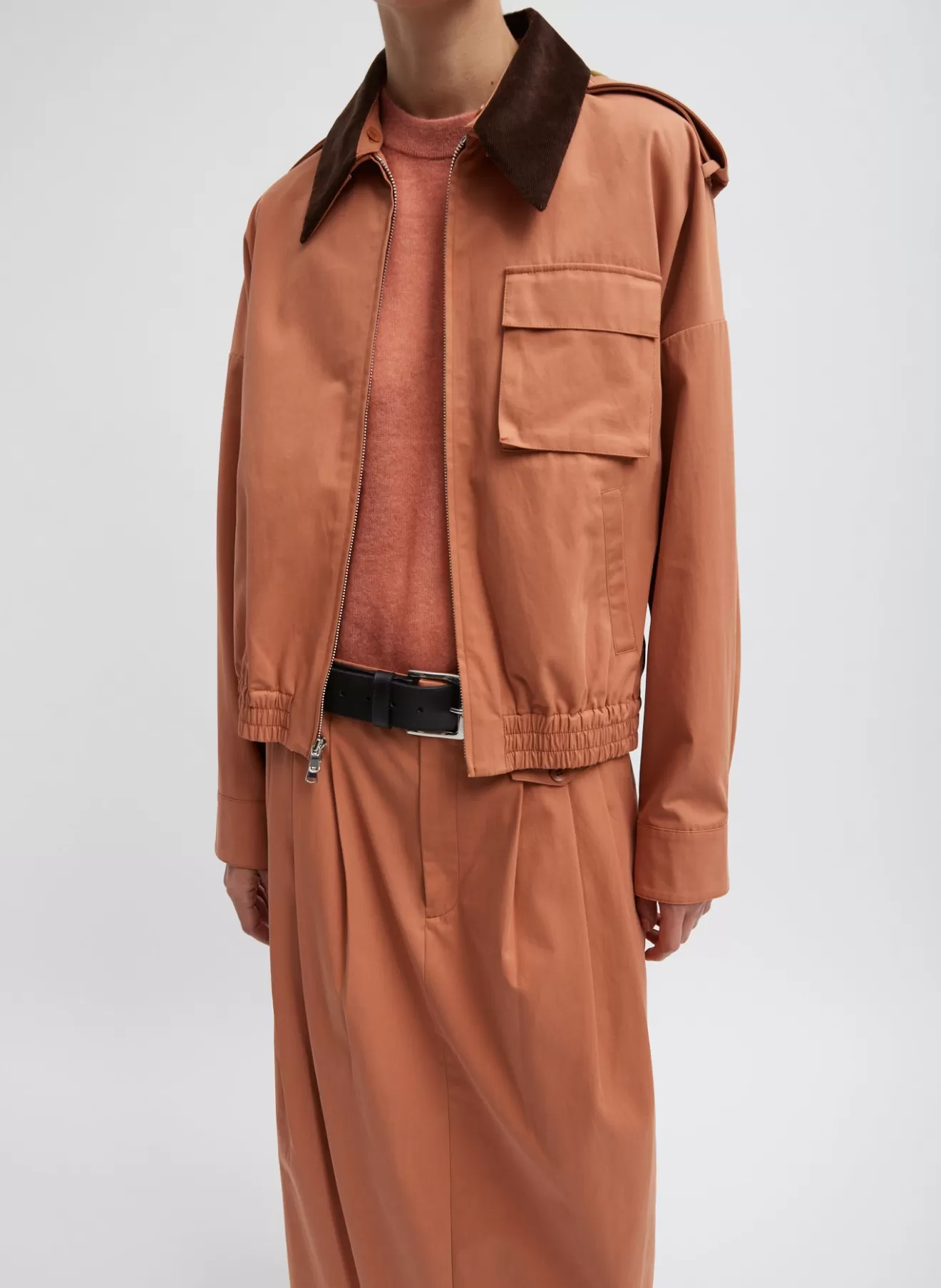 Best Sale Bio Twill Bomber Jacket With Removable Corduroy Collar Jackets & Outerwear