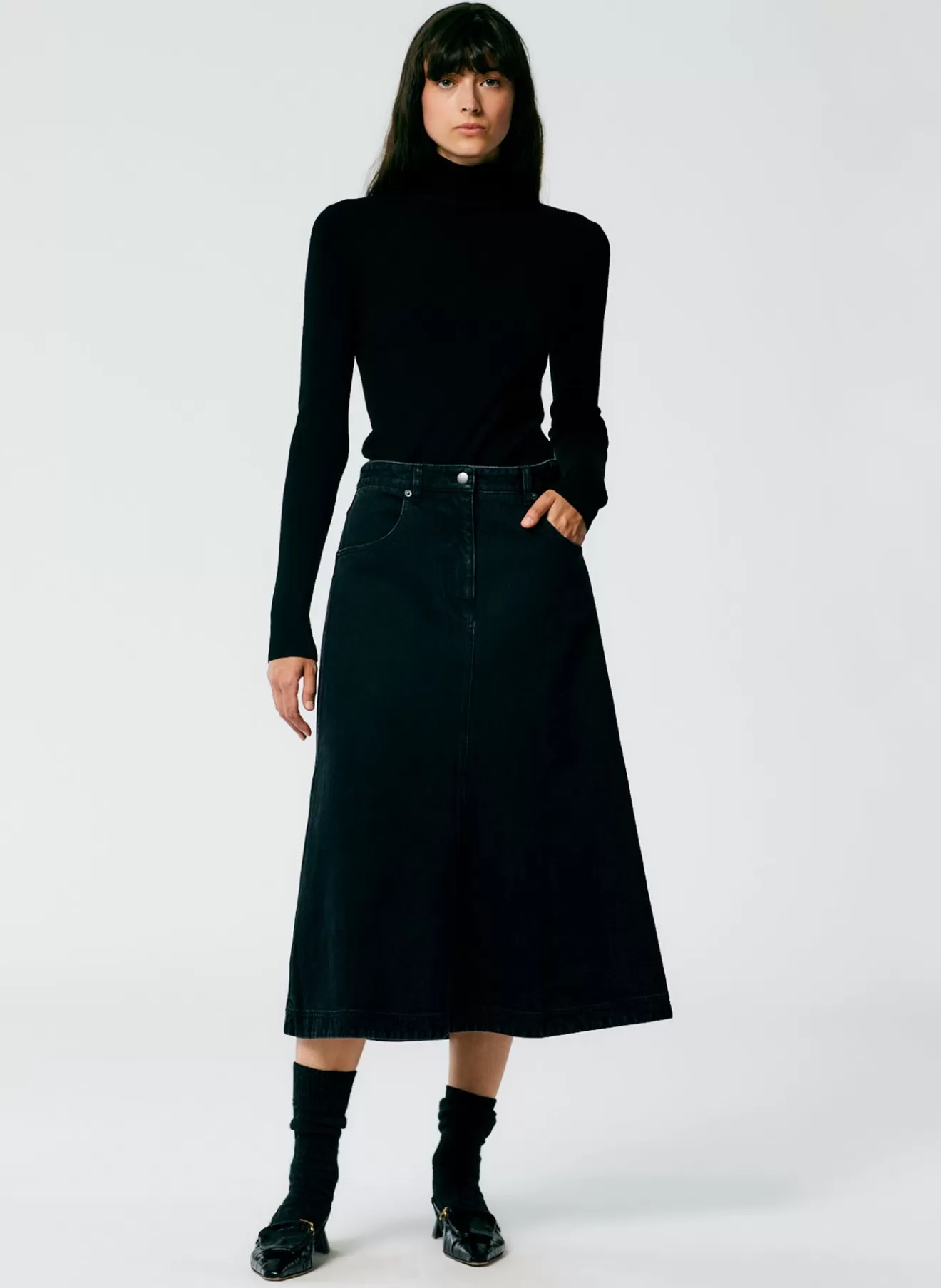 Best Sale Denim Midi A-Line Skirt Denim | Skirts