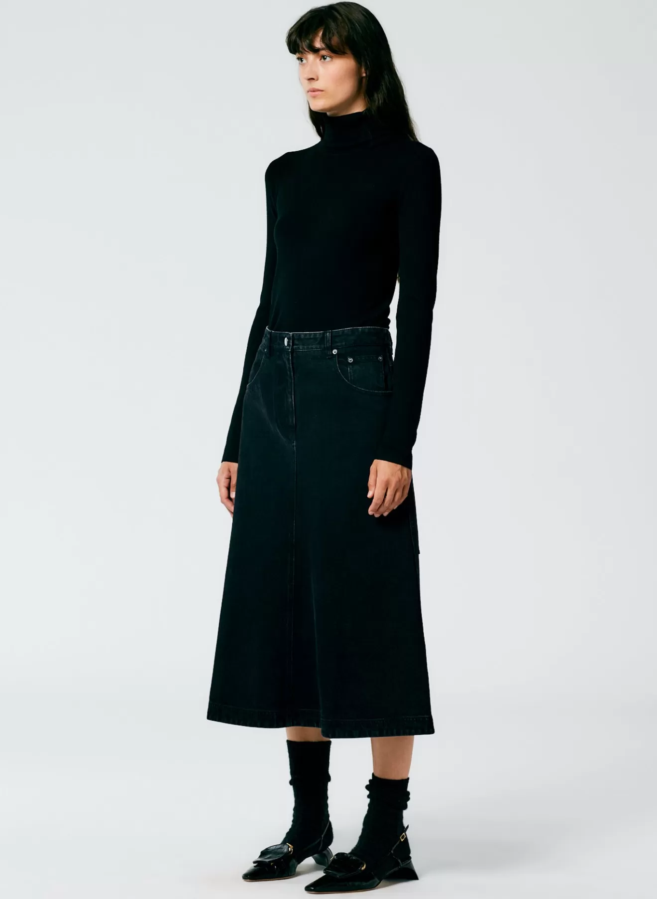 Best Sale Denim Midi A-Line Skirt Denim | Skirts