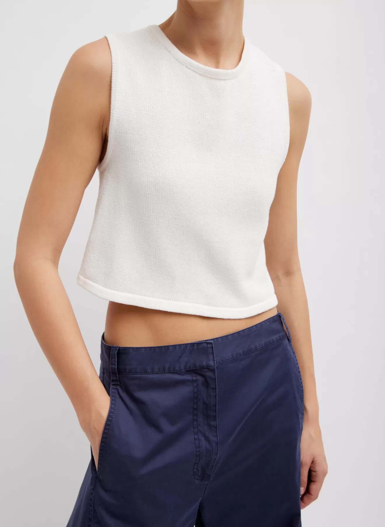 Outlet Cotton Criss Cross Cropped Sleeveless Sweater Knitwear & Sweatshirts