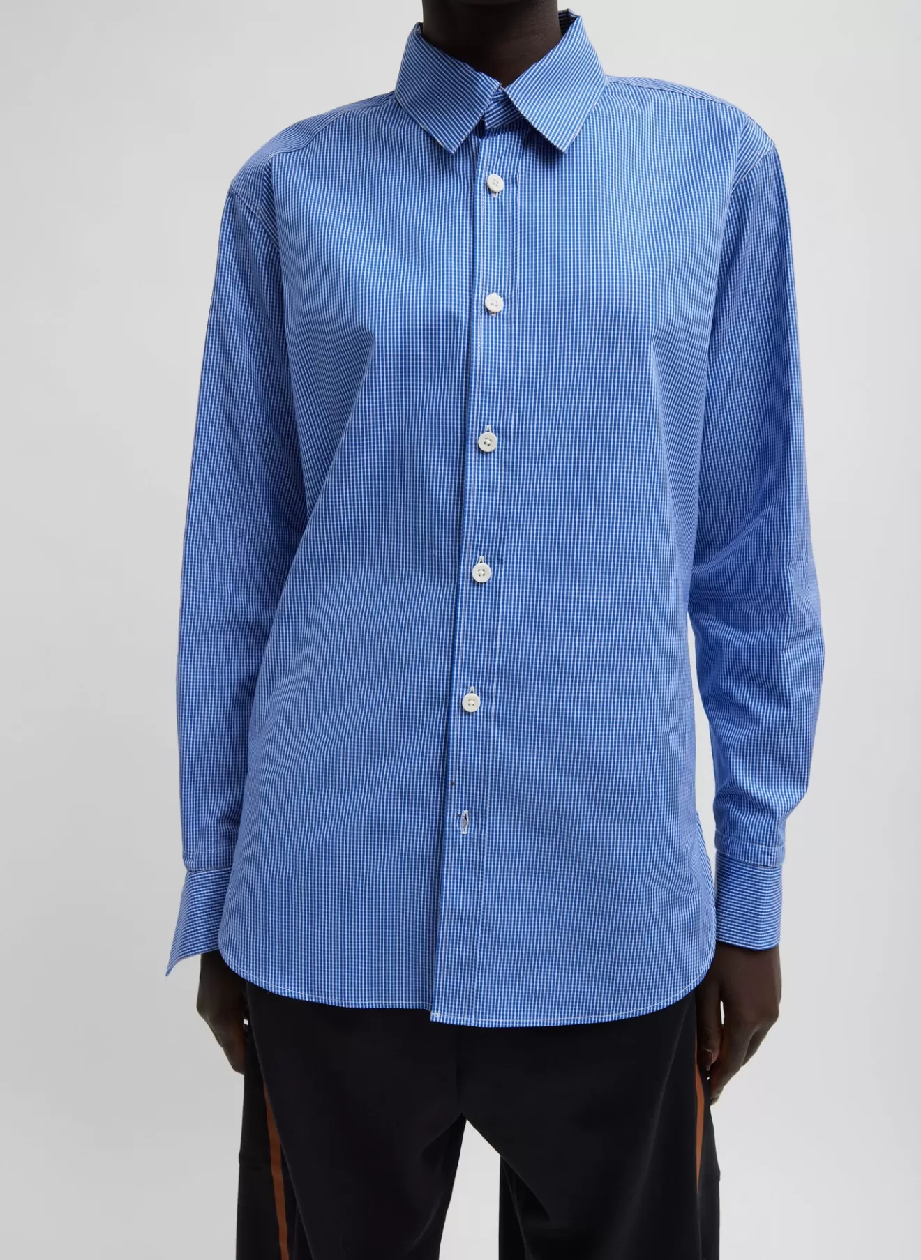 Store Mini Check Shirting Detached Slim Shirt Tops