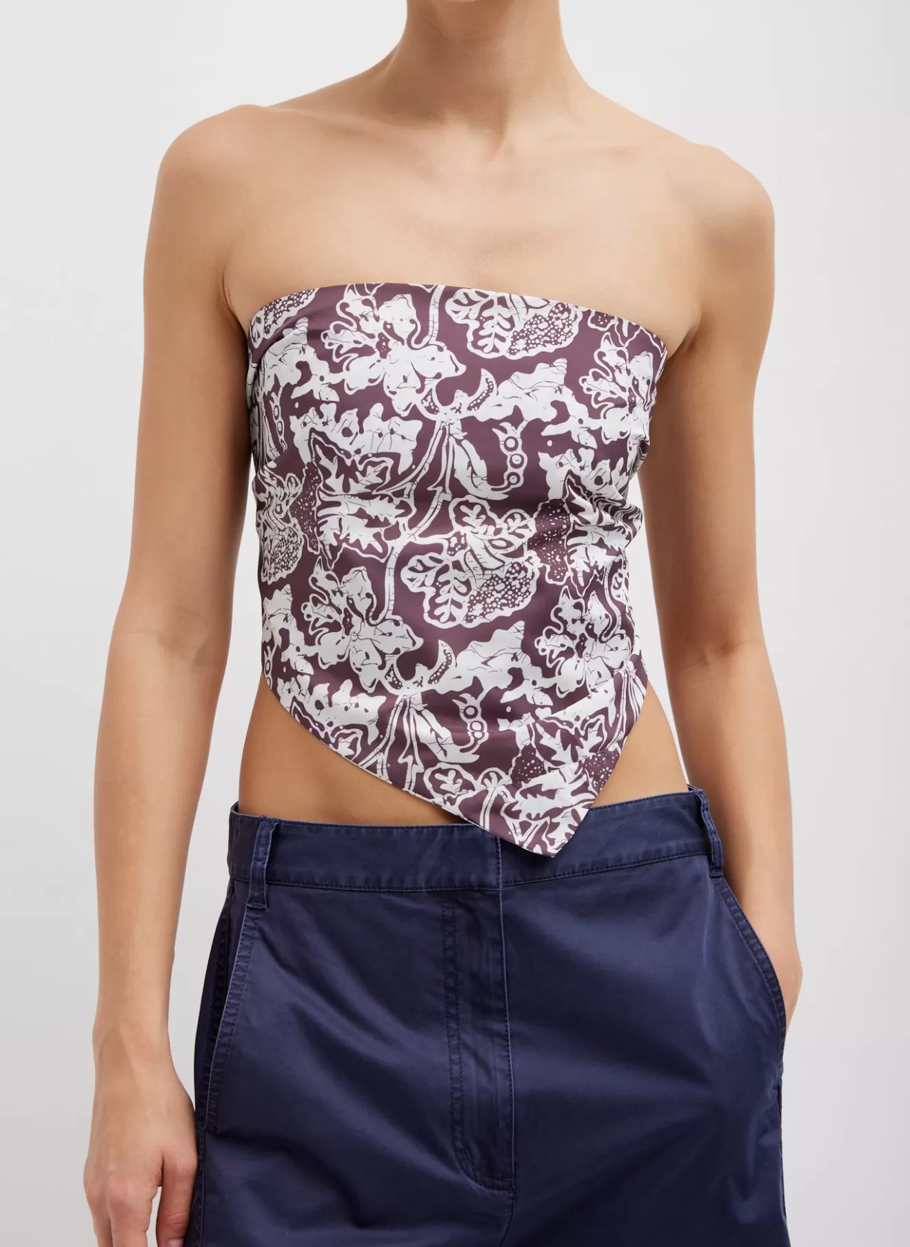 Store Recycled Nylon Batik Strapless Bandeau Tops