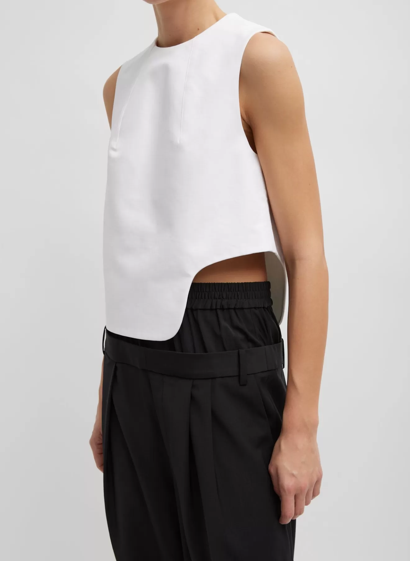 Flash Sale Sculpted Cotton Curved Hem Sleeveless Top Tops