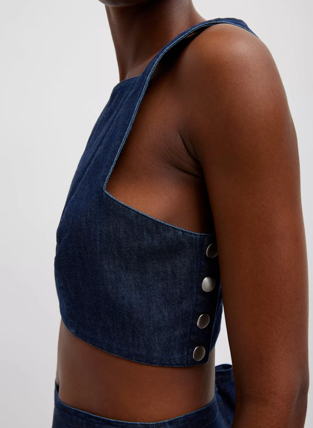 Store Summer Denim Square Neck Cropped Top Denim | Tops