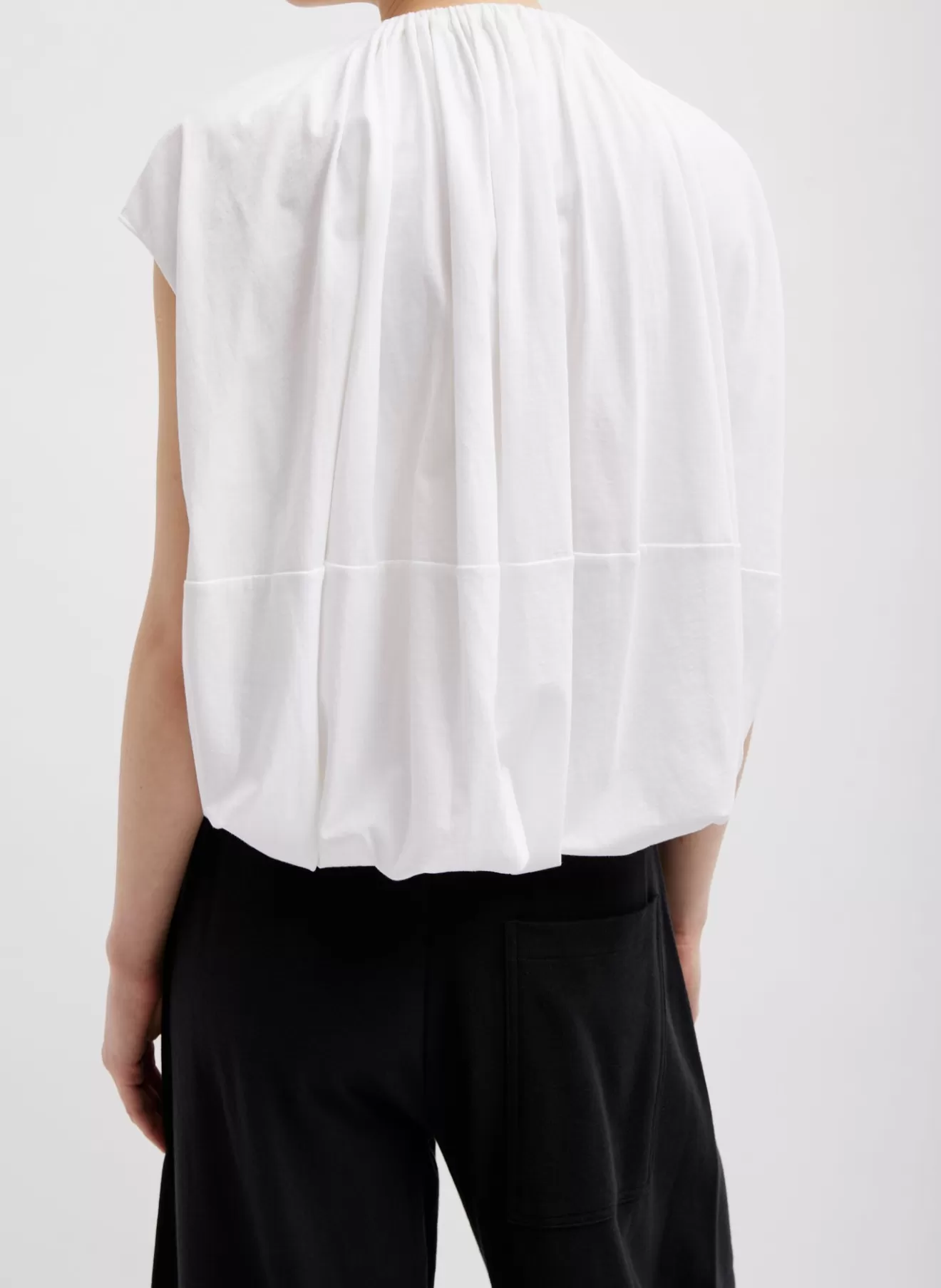 Online T-Shirting Shirred Neck Circular Top Tops