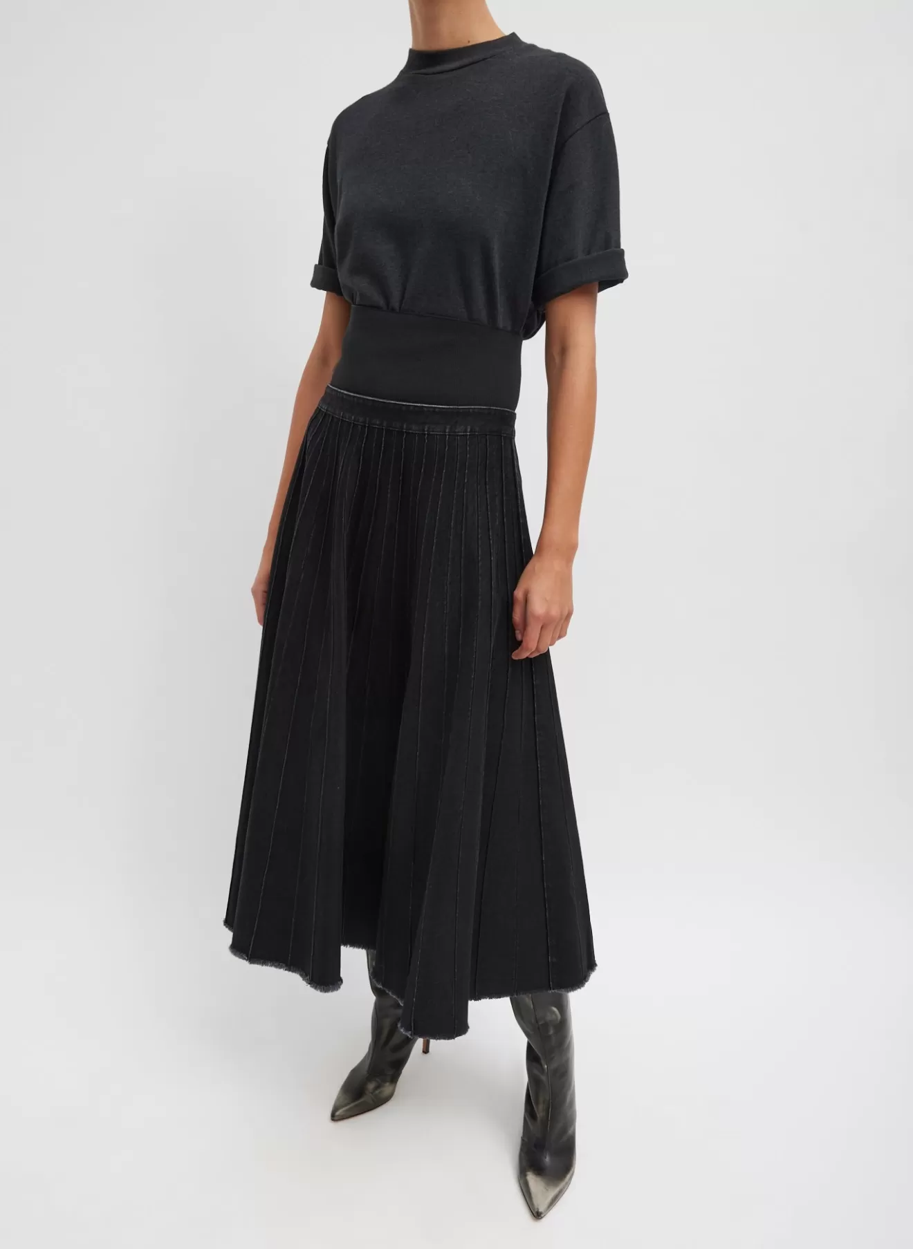 Hot Vintage Denim Pintucked Denim Skirt Denim | Skirts