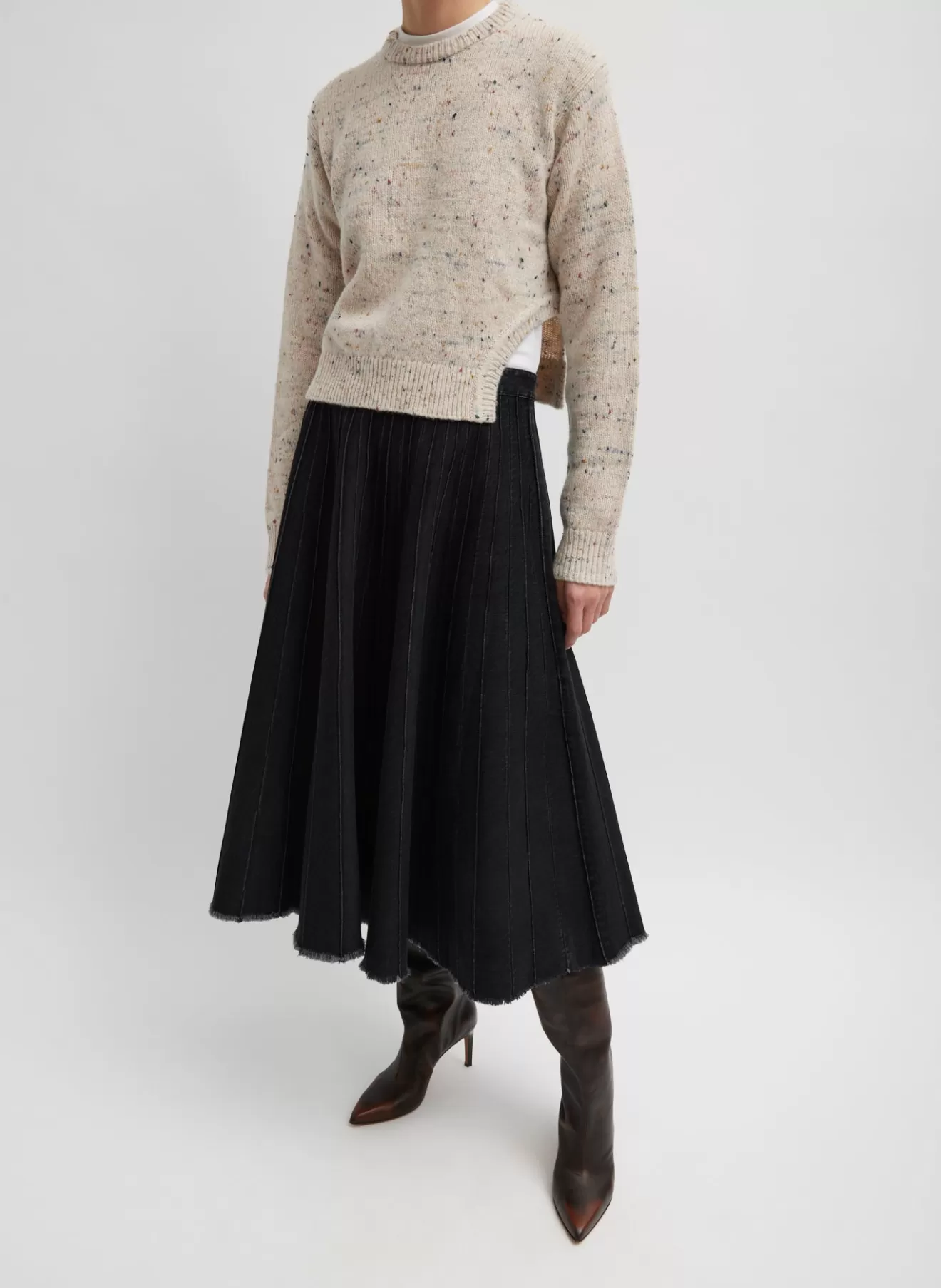 Hot Vintage Denim Pintucked Denim Skirt Denim | Skirts