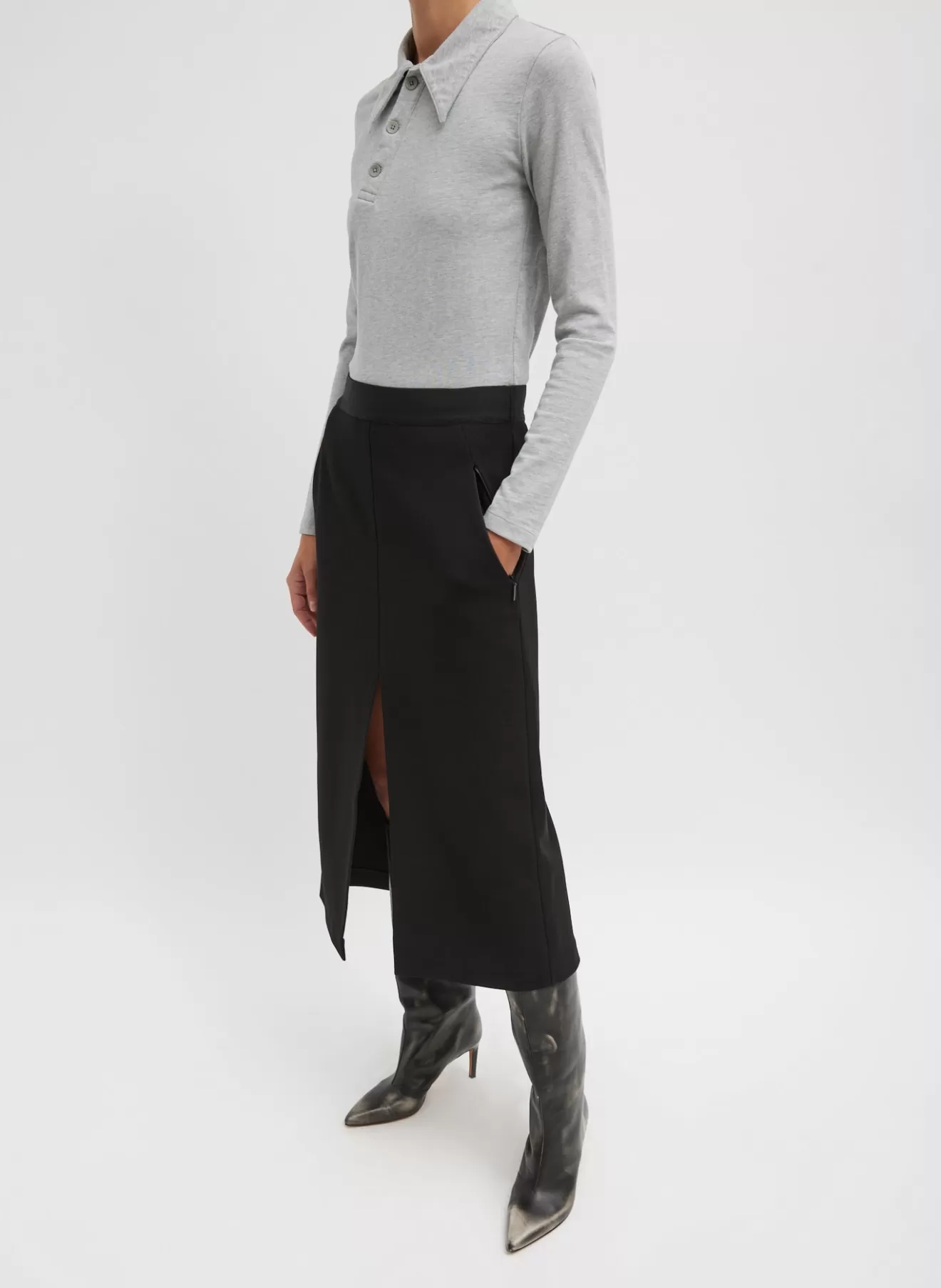 Fashion Wren Crepe Knit Midi Skirt Suits | Skirts